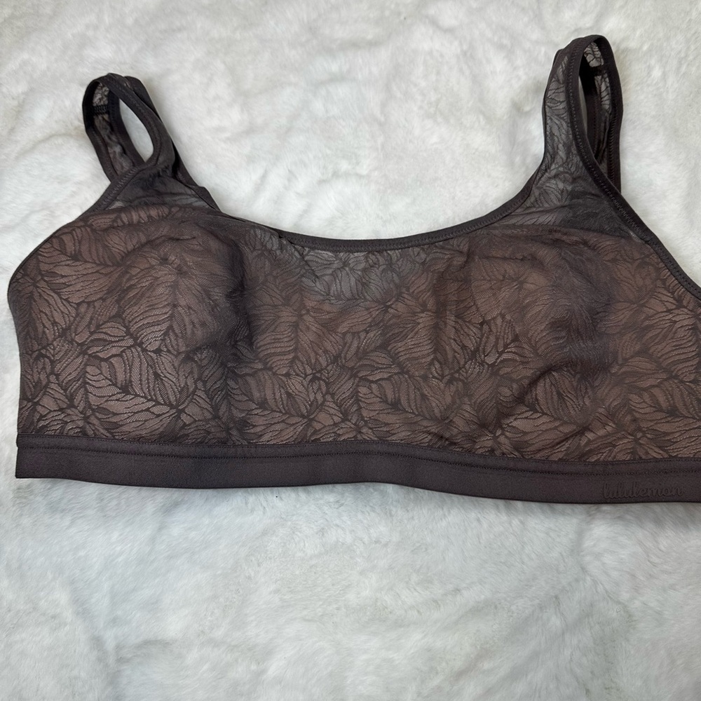 lululemon athletica gray and pink lavender Leaf Bralette